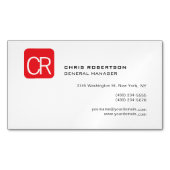 Modern Monogram Red White Professional Plain マグネット名刺 (正面)