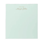 Modern Monogram Simple Stylish Mint Green & Gold ノートパッド (正面)