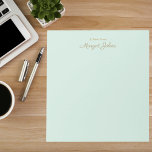Modern Monogram Simple Stylish Mint Green & Gold ノートパッド<br><div class="desc">Modern Monogram Minimalist Simple Stylish Mint Green & Gold Notepad</div>