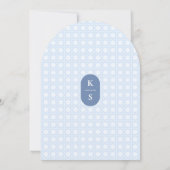 Modern Monogram Something Blue Cane Bridal Shower 招待状 (裏面)