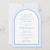 Modern Monogram Something Blue Cane Bridal Shower 招待状 (正面)