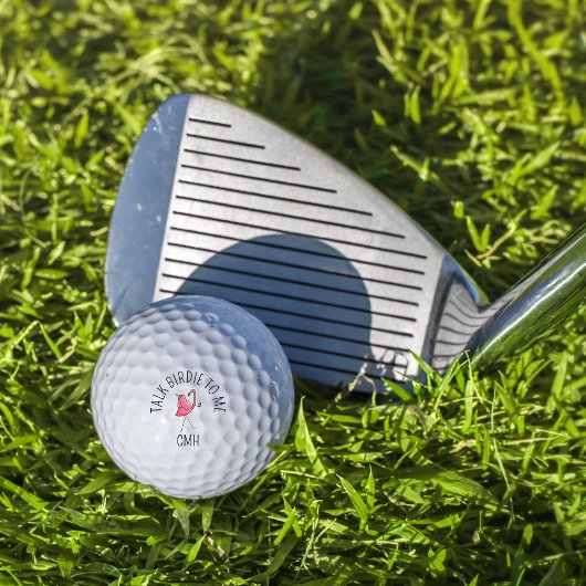 Modern Monogram Talk Birdie to Me Golfing Flamingo ゴルフボール