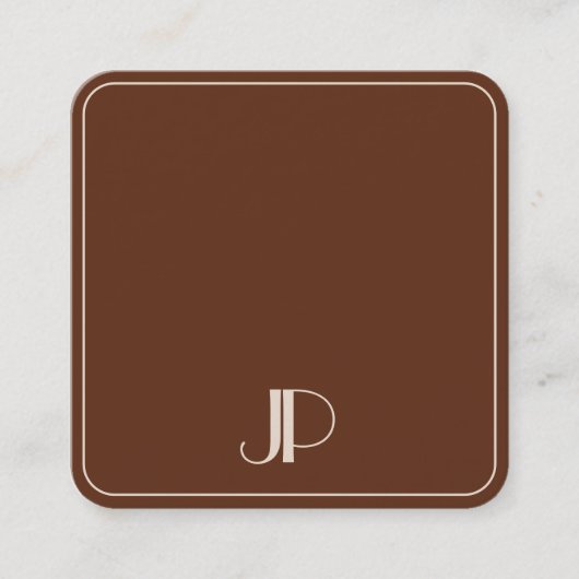 Modern Monogram Template Luxury Elegant Terracotta スクエア名刺 (正面)