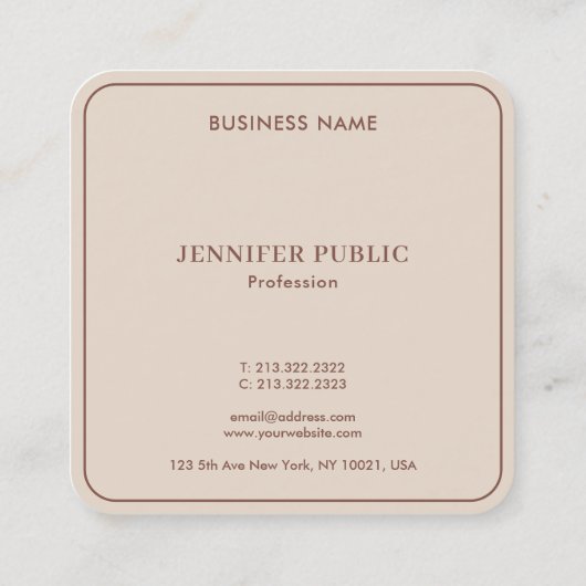 Modern Monogram Template Luxury Elegant Terracotta スクエア名刺 (裏面)