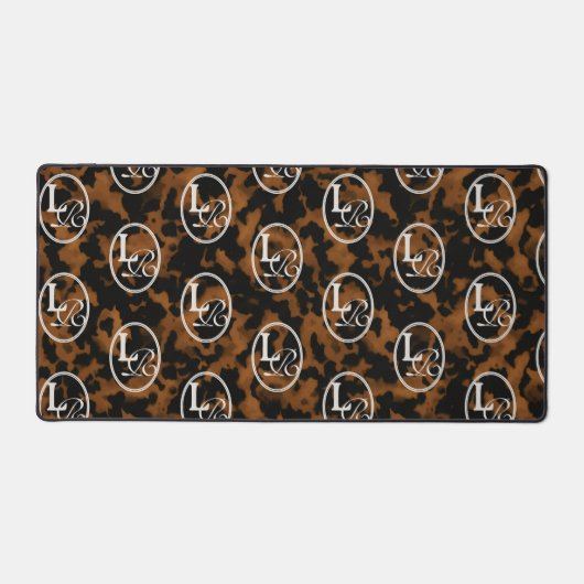 Modern Monogram Tortoise Shell Print デスクマット (正面)