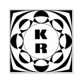 Modern Monogram Vertical Initials Art Stamp ラバースタンプ (インプリント)