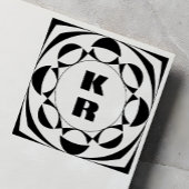 Modern Monogram Vertical Initials Art Stamp ラバースタンプ