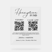 Modern Monogram  wedding honeymoon fund QR code  アクリルサイン (正面)