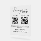 Modern Monogram  wedding honeymoon fund QR code  アクリルサイン (傾斜)
