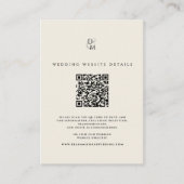 Modern Monogram Wedding Website Details QR Code エンクロージャーカード (正面)