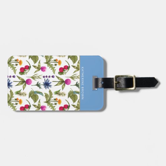 Modern Monogram Wildflower Pattern Stylish  ラゲッジタグ (正面横)