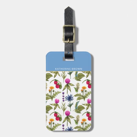 Modern Monogram Wildflower Pattern Stylish  ラゲッジタグ (正面縦)
