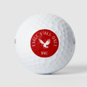 Modern Monogrammed Eagle Quote Cool Red ゴルフボール (正面)