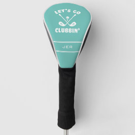 Modern Monogrammed Golfer Gift Teal  ゴルフヘッドカバー