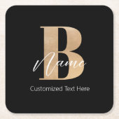 Modern Monogrammed Initial B & Name Personalized スクエアペーパーコースター (正面)