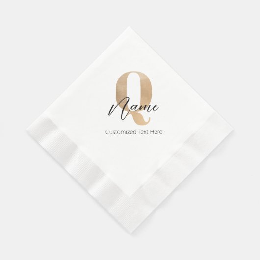 Modern Monogrammed Initial Q & Name Personalized 縁ありランチョンナプキン (角)