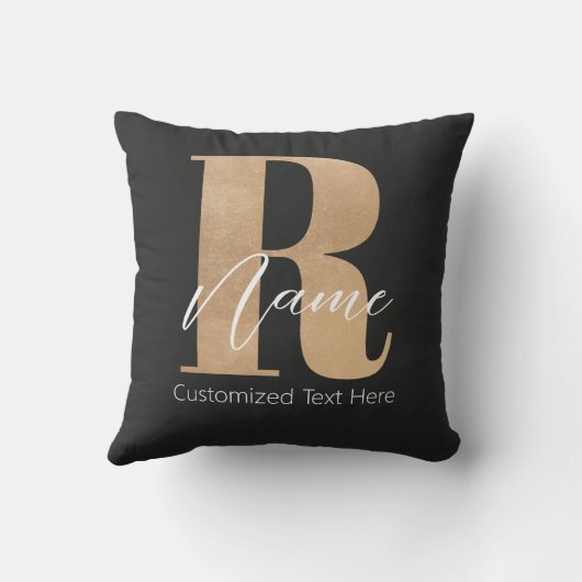 Modern Monogrammed Initial R & Name Personalized クッション (裏面)