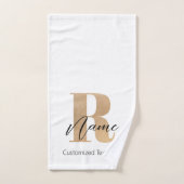 Modern Monogrammed Initial R & Name Personalized バスタオルセット (ハンドタオル)