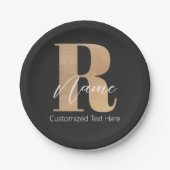 Modern Monogrammed Initial R & Name Personalized ペーパープレート (正面)
