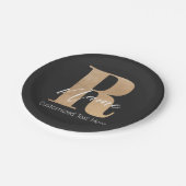 Modern Monogrammed Initial R & Name Personalized ペーパープレート (アングル)