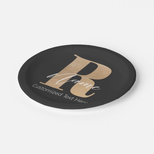 Modern Monogrammed Initial R & Name Personalized ペーパープレート (アングル)