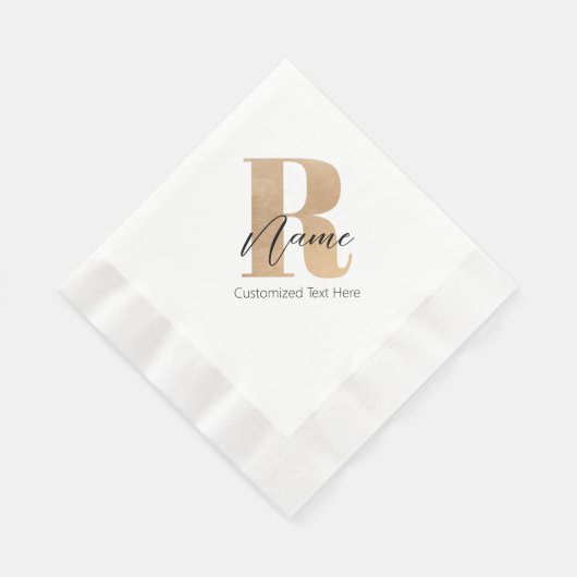 Modern Monogrammed Initial R & Name Personalized 縁ありランチョンナプキン (角)