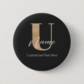 Modern Monogrammed Initial U & Name Personalized 缶バッジ (正面)