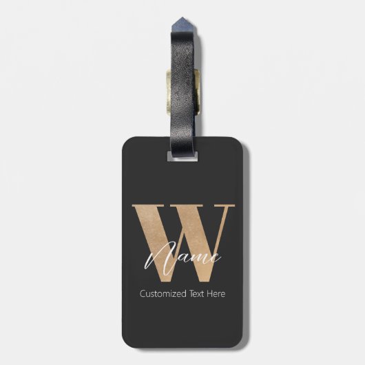 Modern Monogrammed Initial W & Name Personalized ラゲッジタグ (裏面縦)