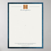 Modern monogrammed printable letterhead blue gold ポスター (正面)
