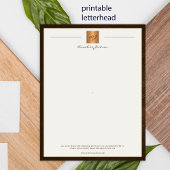 Modern monogrammed printable letterhead brown gold ポスター