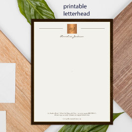 Modern monogrammed printable letterhead brown gold ポスター
