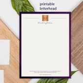 Modern monogrammed printable letterhead purple ポスター