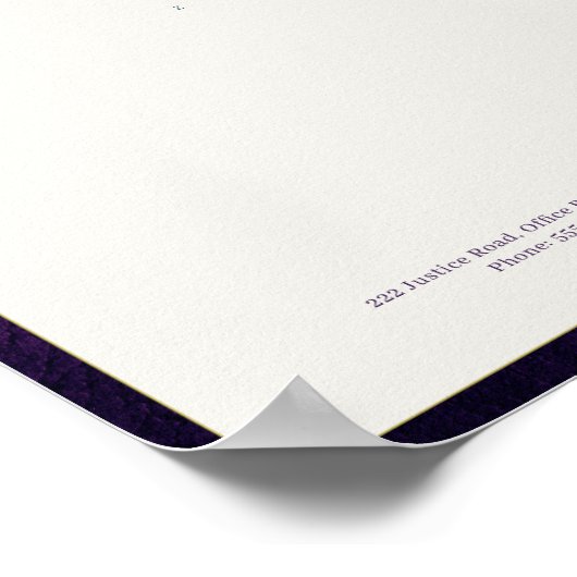 Modern monogrammed printable letterhead purple ポスター (角)