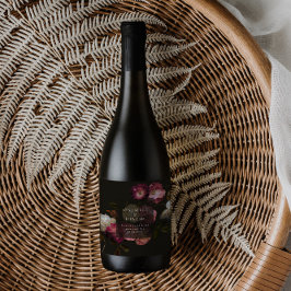 Modern Moody Floral Wedding Dark Romantic スパークリングワインラベル