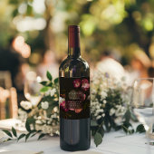 Modern Moody Floral Wedding Dark Romantic ワインラベル