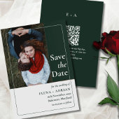 Modern Moody Photo Save the Date with QR Code セーブザデート