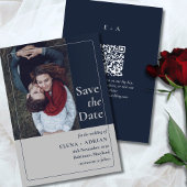 Modern Moody Photo Save the Date with QR Code セーブザデート