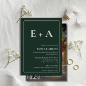 Modern Moody Photo Wedding Invitation with QR code 招待状
