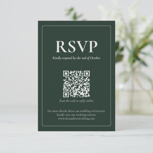Modern Moody Wedding RSVP Card with QR code (スタンド正面)