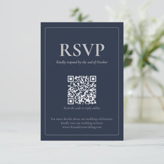 Modern Moody Wedding RSVP Card with QR code (スタンド正面)