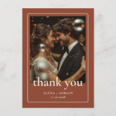 Modern Moody Wedding Thank You Card with Photo サンキューカード (正面)
