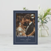 Modern Moody Wedding Thank You Card with Photo サンキューカード (スタンド正面)