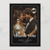 Modern Moody Wedding Thank You Card with Photo サンキューカード (正面)