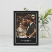 Modern Moody Wedding Thank You Card with Photo サンキューカード (スタンド正面)