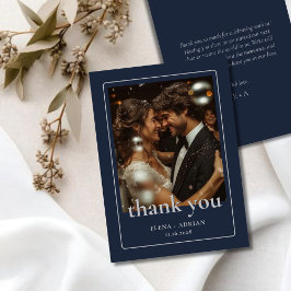Modern Moody Wedding Thank You Card with Photo サンキューカード