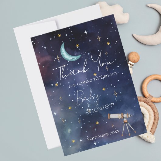 Modern Moon & Stars Baby Shower Thank You Card サンキューカード