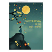 Modern Moonlit Hill Birthday Card for Best Friend (正面)