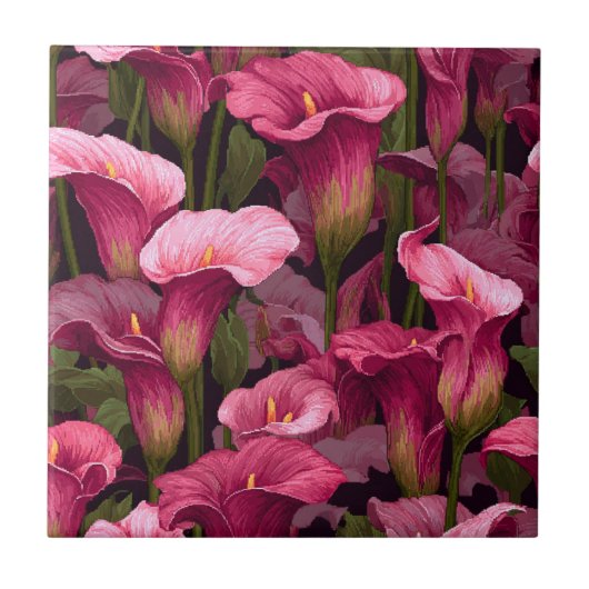 Modern Moroccan Calle Lilies Tiles  タイル (正面)