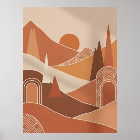 Modern Moroccan Minimalist Wall Art poster ポスター (正面)