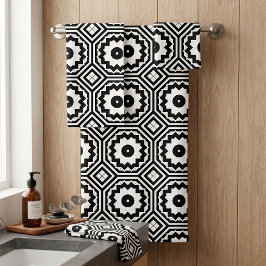 Modern Moroccan Motifs Geometric Pattern バスタオルセット